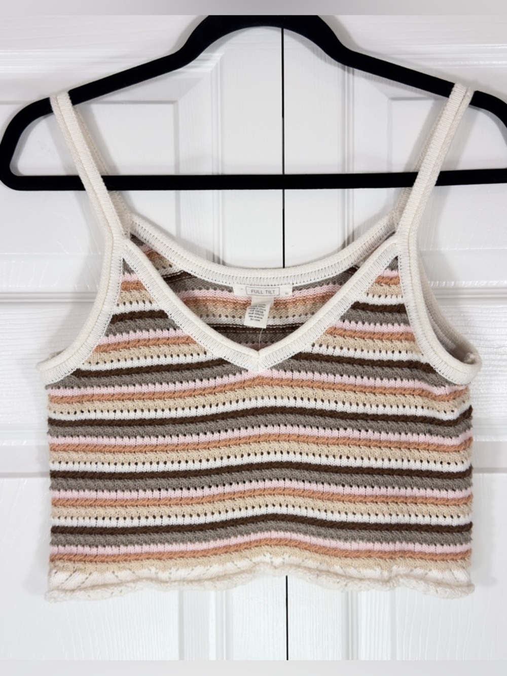 NEW Full Tilt Striped Crochet Tank Top
